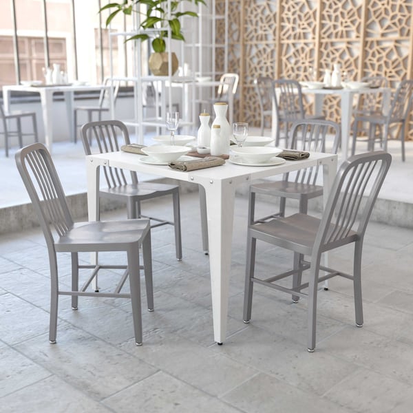 Flash Furniture Gael Commercial Grade Silver Metal Indoor-Outdoor Chair, PK2 2-CH-61200-18-SIL-GG - main