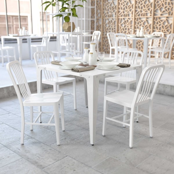 Flash Furniture Gael Commercial Grade White Metal Indoor-Outdoor Chair, PK2 2-CH-61200-18-WH-GG - main