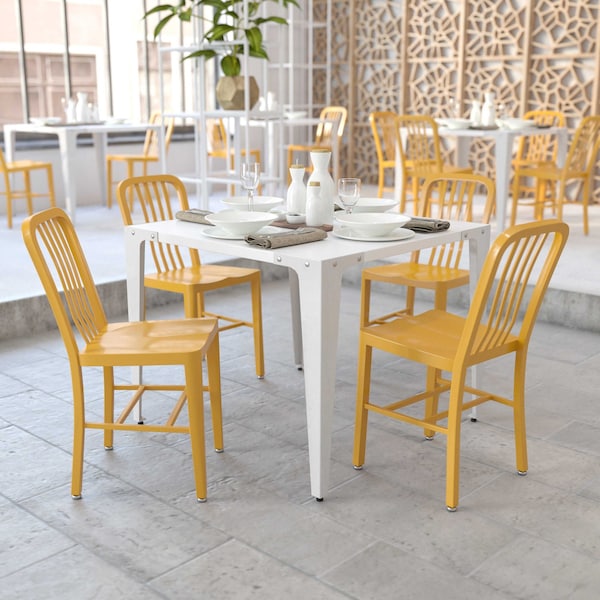 Flash Furniture Gael Commercial Grade Yellow Metal Indoor-Outdoor Chair, PK2 2-CH-61200-18-YL-GG - main