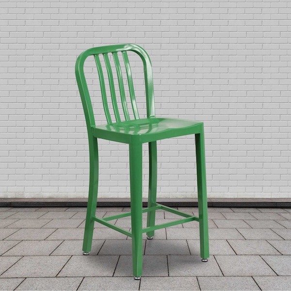 Flash Furniture 2 " High Green Metal Counter Height Stool, PK2 2-CH-61200-24-GN-GG - main