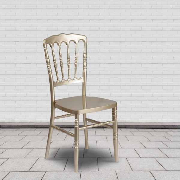 Flash Furniture HERCULES Series Gold Resin Stacking Napoleon Chair, PK2 2-LE-L-MON-GD-GG - main