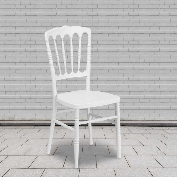 Flash Furniture HERCULES Series White Resin Stacking Napoleon Chair, PK2 2-LE-L-MON-WH-GG - main