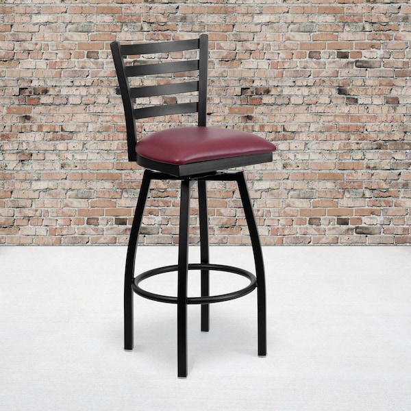 Flash Furniture Black Ladder Stool-Burg Seat, PK2 2-XU-6F8B-LADSWVL-BURV-GG - main