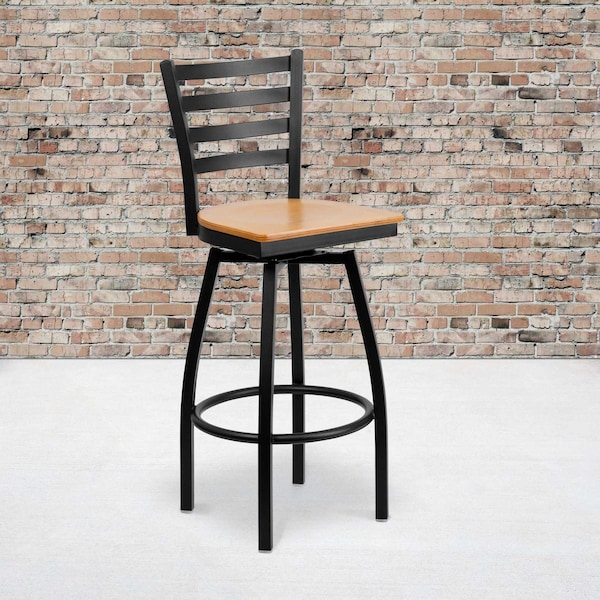 Flash Furniture Black Ladder Stool-Nat Seat, PK2 2-XU-6F8B-LADSWVL-NATW-GG - main