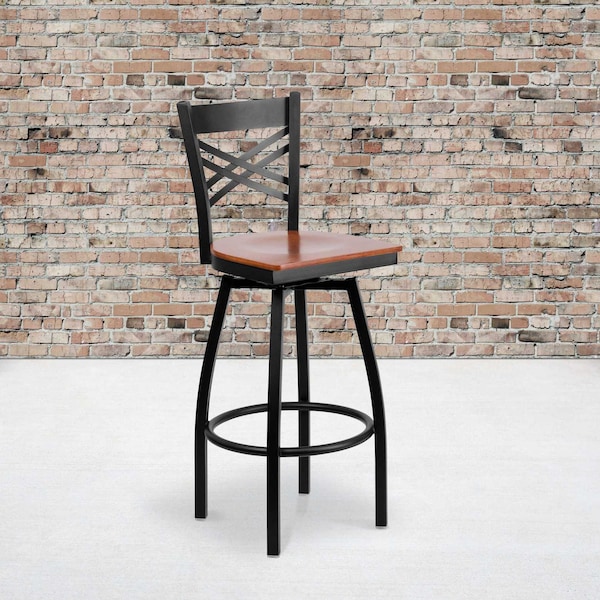 Flash Furniture Black X Swivel Stool-Chy Seat, PK2 2-XU-6F8B-XSWVL-CHYW-GG - main