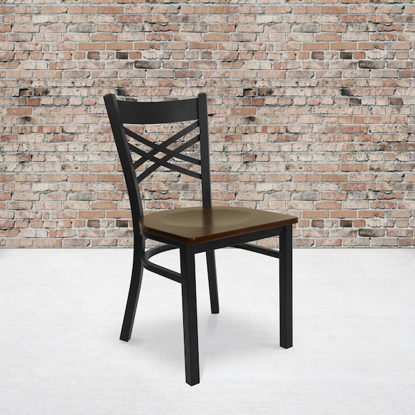 Flash Furniture Black X Chair-Mah Seat, PK2 2-XU-6FOBXBK-MAHW-GG - main