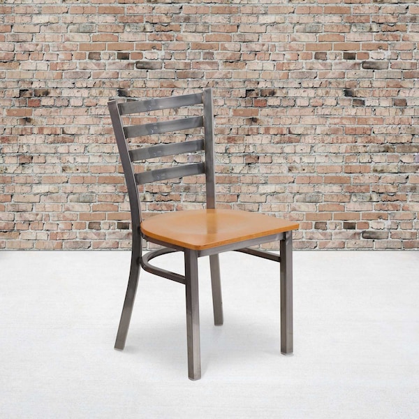 Flash Furniture Clear Ladder Chair-Nat Seat, PK2 2-XU-DG694BLAD-CLR-NATW-GG - main