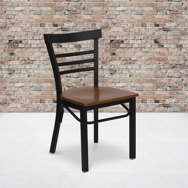 Flash Furniture Black Ladder Chair-Cherry Seat, PK2 2-XU-DG6Q6B1LAD-CHYW-GG - main
