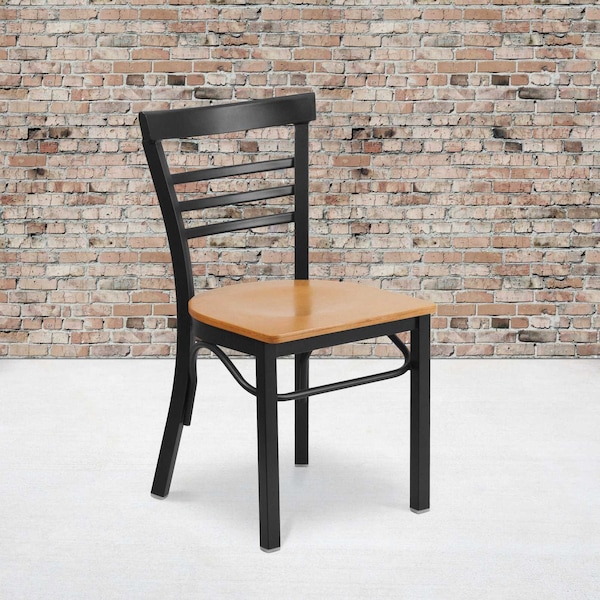 Flash Furniture Black Ladder Chair-Nat Seat, PK2 2-XU-DG6Q6B1LAD-NATW-GG - main