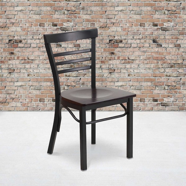 Flash Furniture Black Ladder Chair-Wal Seat, PK2 2-XU-DG6Q6B1LAD-WALW-GG - main