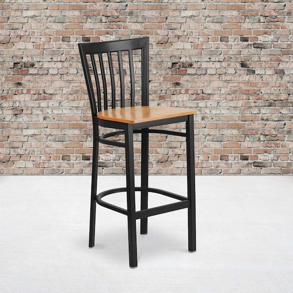 Flash Furniture Black School Stool-Nat Seat, PK2 2-XU-DG6R8BSCH-BAR-NATW-GG - main