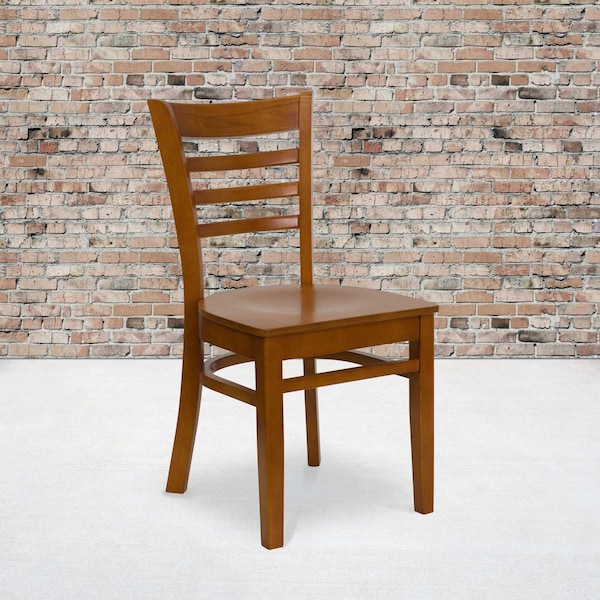 Flash Furniture HERCULES Series Ladder Back Cherry Wood Restaurant Chair, PK2 2-XU-DGW0005LAD-CHY-GG - main