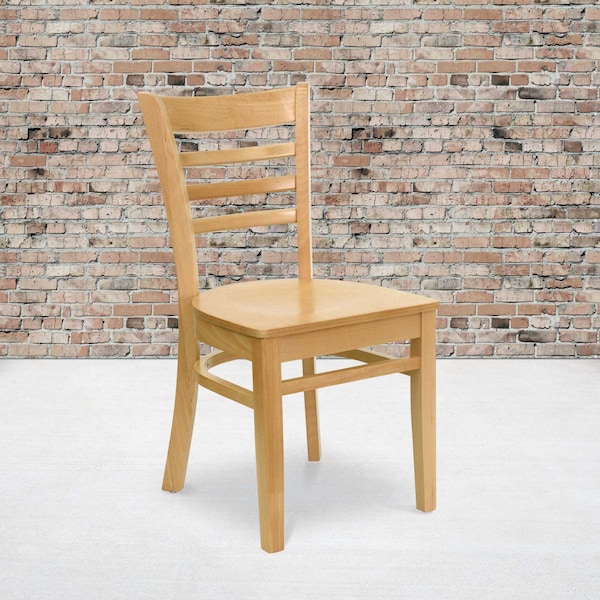 Flash Furniture HERCULES Series Ladder Back Natural Wood Restaurant Chair, PK2 2-XU-DGW0005LAD-NAT-GG - main