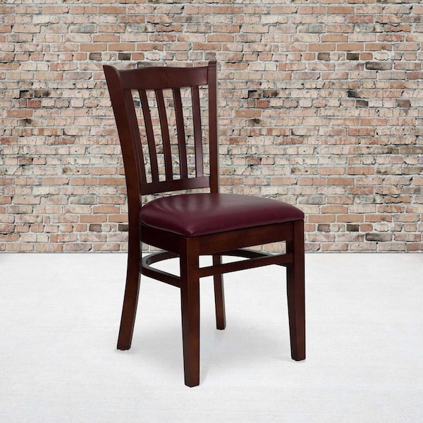 Flash Furniture Mahogany Wood Chair-Burg Vinyl, PK2 2-XU-DGW0008VRT-MAH-BURV-GG - main