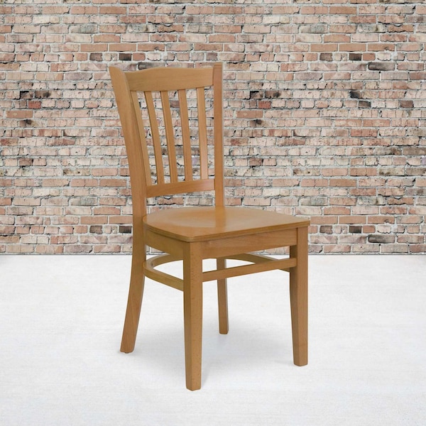 Flash Furniture HERCULES Series Vertical Slat Back Natural Wood Restaurant Chair, PK2 2-XU-DGW0008VRT-NAT-GG - main