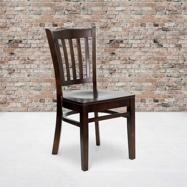Flash Furniture HERCULES Series Vertical Slat Back Walnut Wood Restaurant Chair, PK2 2-XU-DGW0008VRT-WAL-GG - main