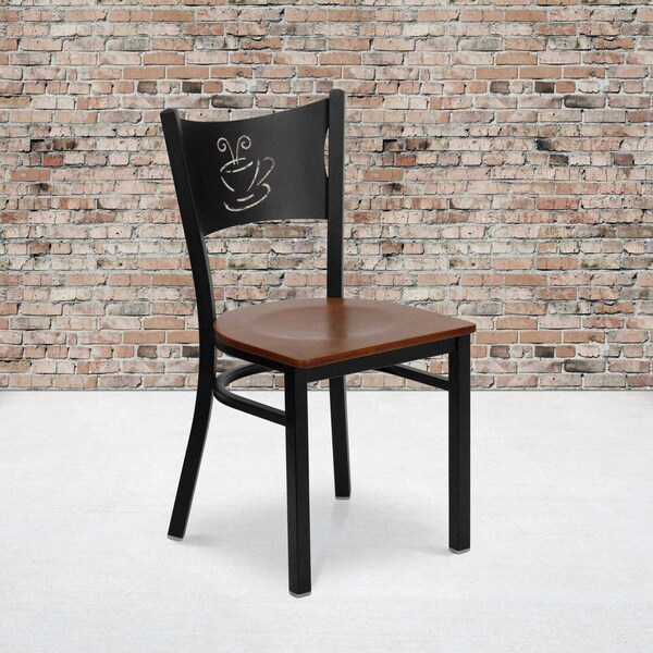 Flash Furniture Black Coffee Chair-Cherry Seat, PK2 2-XU-DG-60099-COF-CHYW-GG - main