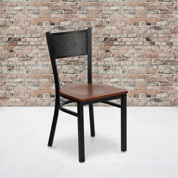 Flash Furniture Black Grid Chair-Cherry Seat, PK2 2-XU-DG-60115-GRD-CHYW-GG - main