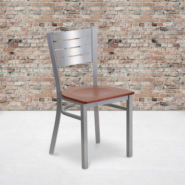 Flash Furniture Silver Slat Chair-Chy Seat, PK2 2-XU-DG-60401-CHYW-GG - main