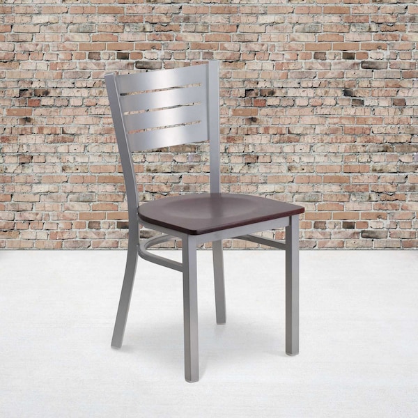Flash Furniture Silver Slat Chair-Wal Seat, PK2 2-XU-DG-60401-WALW-GG - main