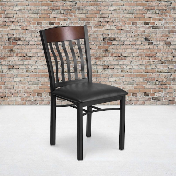 Flash Furniture Bk/Nat Vert Chair-Black Seat, PK2 2-XU-DG-60618-WAL-BLKV-GG - main