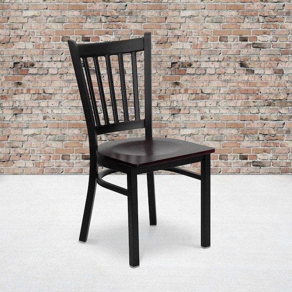Flash Furniture Black Vert Chair-Mah Seat, PK2 2-XU-DG-6Q2B-VRT-MAHW-GG - main
