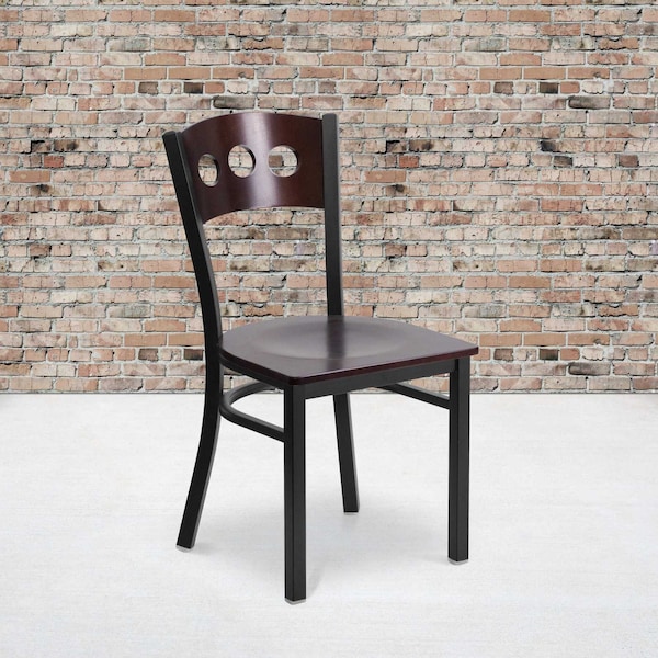 Flash Furniture Bk/Wal 3 Circ Chair-Wood Seat, PK2 2-XU-DG-6Y2B-WAL-MTL-GG - main