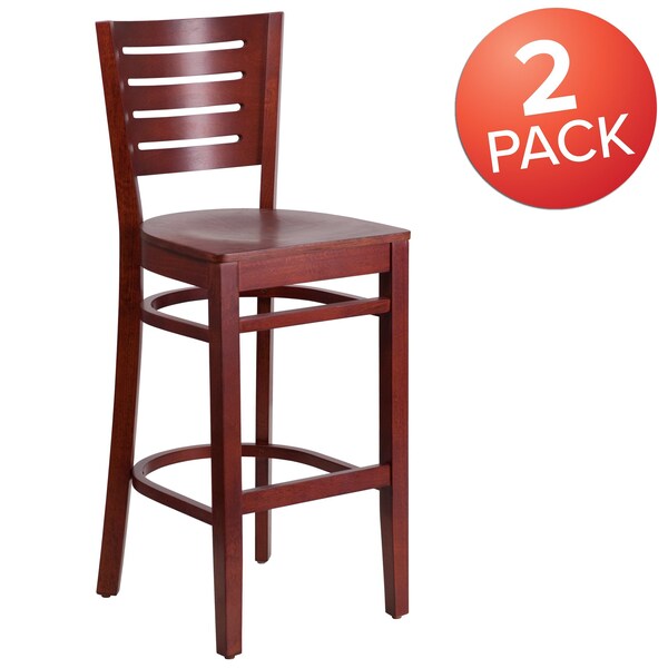 Flash Furniture Darby Series Slat Back Mahogany Wood Restaurant Barstool, PK2 2-XU-DG-W0108BBAR-MAH-MAH-GG - main