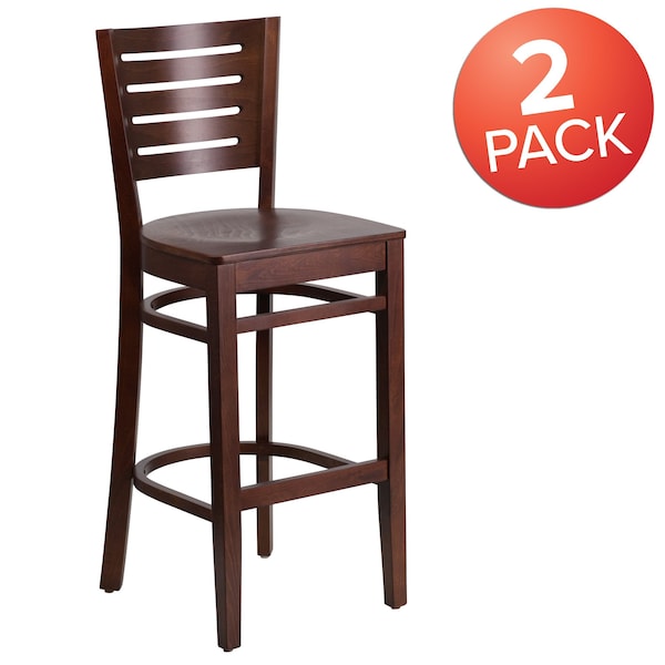 Flash Furniture Darby Series Slat Back Walnut Wood Restaurant Barstool, PK2 2-XU-DG-W0108BBAR-WAL-WAL-GG - main