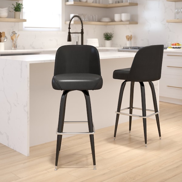 Flash Furniture James 2 Pack Metal Barstool with Swivel Bucket Seat 2-XU-F-125-GG - main