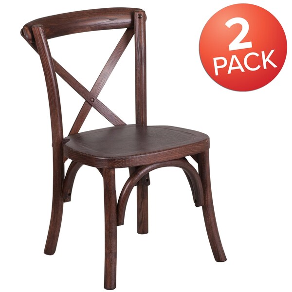 Flash Furniture HERCULES Series Kids Mahogany Cross Back Chair, PK2 2-XU-X-MAH-KID-GG - main