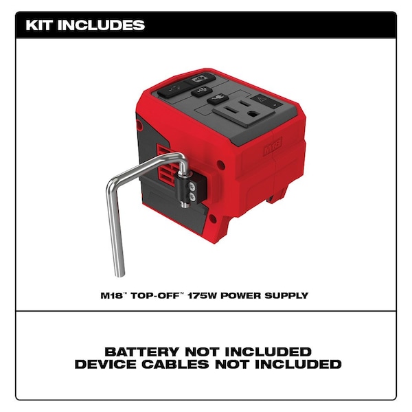 MILWAUKEE M18™ TOP-OFF™ Cordless 175W Power Supply (2846-20) | Zoro