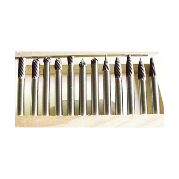 Hhip 12 Piece 1/4" Shank Double Cut Carbide Burr Set 3000-0012 - main