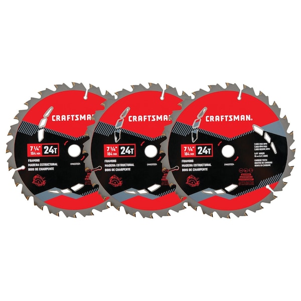 Craftsman Framing Saw Blade, 7-1/4" 24T, PK3 CMAS3725243 - main
