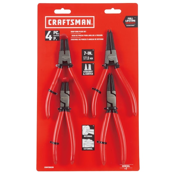 Craftsman Plers, 4PC Snap Ring Plier Set CMMT98339 | Zoro
