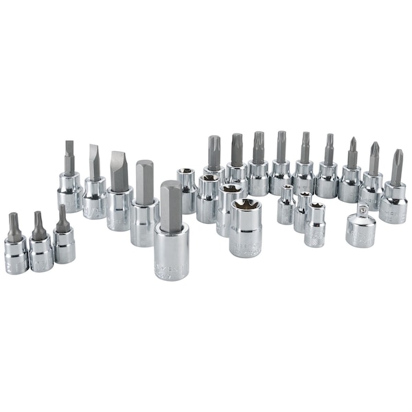 Craftsman Sockets, 25-pc Bit Socket And External T 1/4, 3/8 Dr, Full Polish Chrome CMMT99258 - main