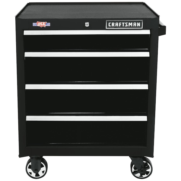 Craftsman Rolling Tool Cabinet, 2000 Series, 4-Drawers, Red/Black, Steel, 26" W x 18" D x 34" H CMST98215RB