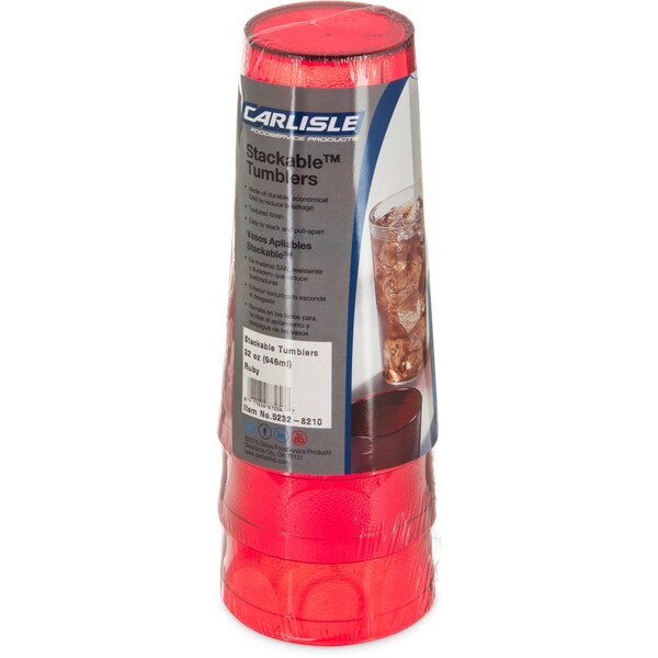 Carlisle Foodservice SAN Tumbler, 32 oz., 6/Pack, Ruby, PK4 5232-8210 - main