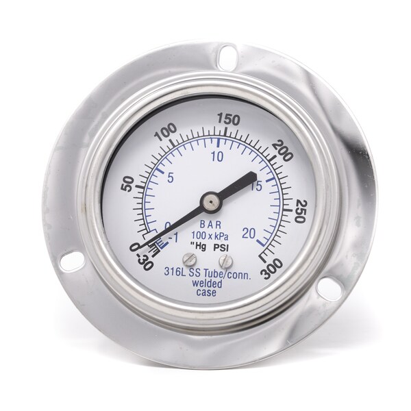 Pic Gauges Gauge, 2.5", 30/0/300psi, 1/4"CBM, SS, 2 1/2 in Dial, 1/4 in NPT Male Back Location PRO-304D-254CH-01 - main