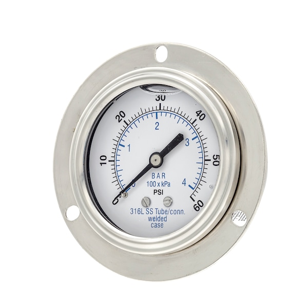 Pic Gauges 2 1/2 in Dial, 1/4 in NPT Male Back Location, Stainless Steel Case Material PRO-304L-254D-01 - main