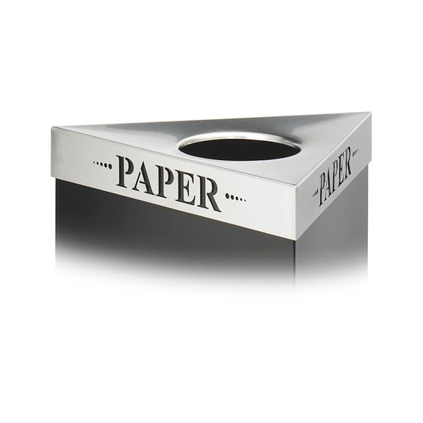 Safco Trifecta Trash Can Lid, Flat Silver, metal, 20 in W/Dia 9560PA - main