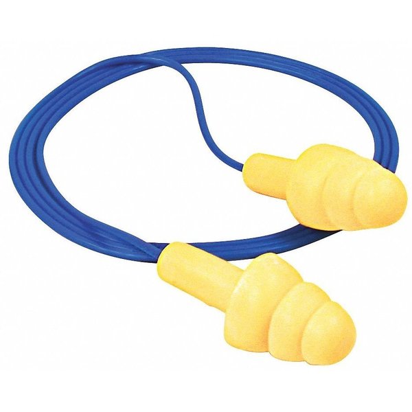 3M E-A-R UltraFit Reusable Corded Ear Plugs, Flanged Shape, NRR 25 dB, M, Yellow, 200 Pairs 340-4014