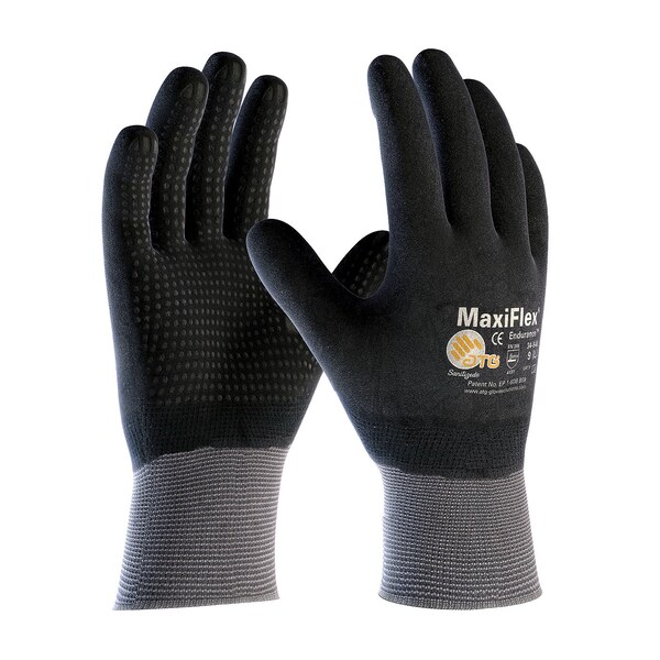 Pip Coated Gloves, Foam Nitrile, Dotted, Palm, 3 Abrasion Level, Gray, 2XS (5) 12 PK 34-846/XXS - main