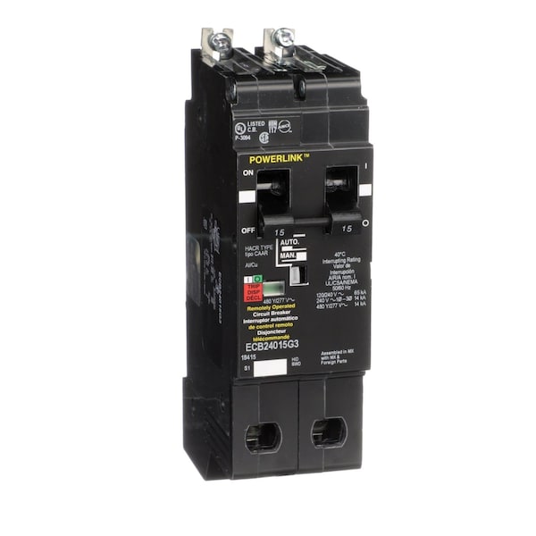 Square D Molded Case Circuit Breaker, ECBG3 Series 15A, 2 Pole, 480Y