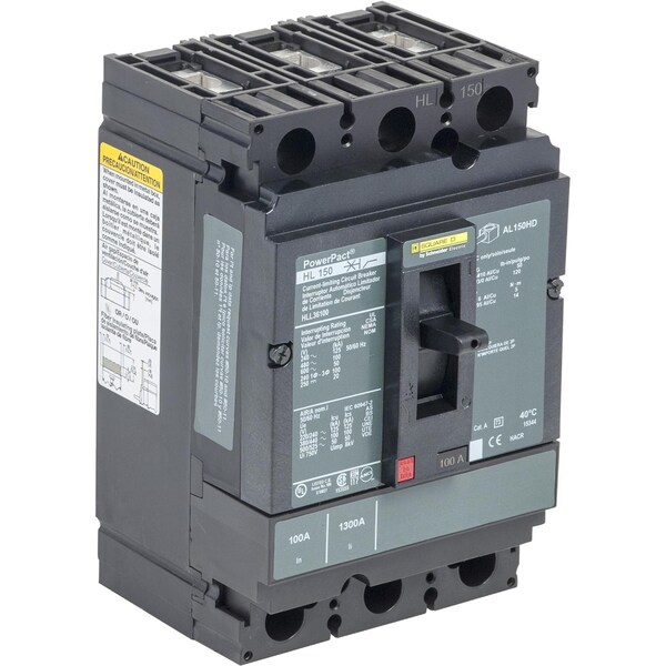 Square D Circuit Brkr, PowerPact H, thermal magne, 45 A, 690V AC, 3 Pole, Unit Mount Lug Mounting Style HLL36045