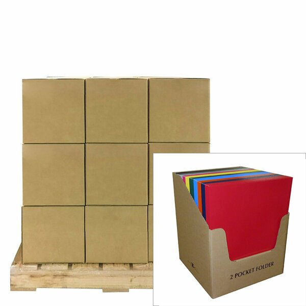 Roaring Spring Pallet of 100 Laminated Pocket Folders in Counter Display, 11.75"x9.5", 2 Pockets ea hold 25 sheets 36664PL