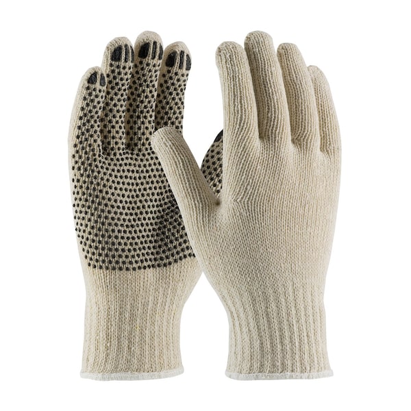 Pip Knit Gloves, PVC, Dotted, Palm, Not Rated Abrasion Level, White/Black, L 12 PK 36-110PD/L - main