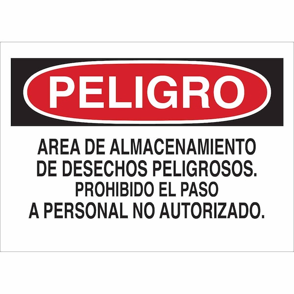 Brady Danger/Peligro Sign, Plastic, Rectangle, Spanish 38655 - main