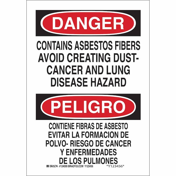 Brady Danger Sign, 14 in H, 10 in W, Plastic, Rectangle, English, Spanish, 38767 38767 - main
