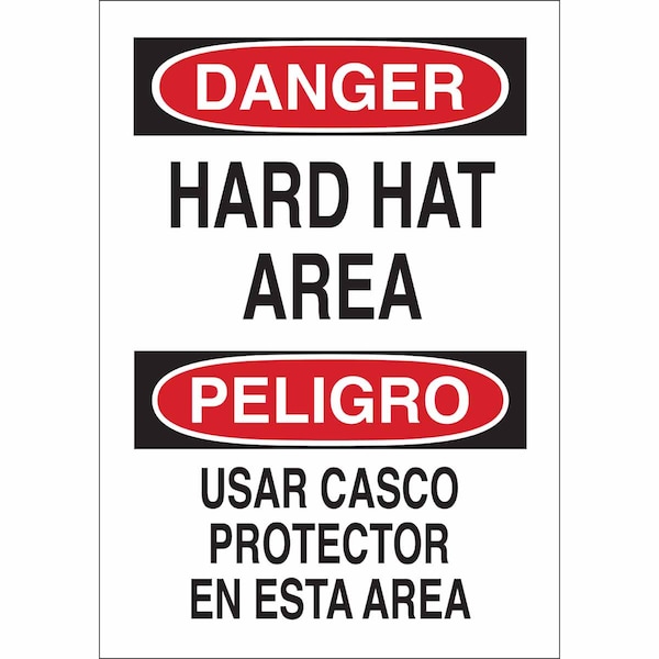 Brady Safety Sign, 14 in Height, 10 in Width, Plastic, Rectangle, English, Spanish 38864 - main